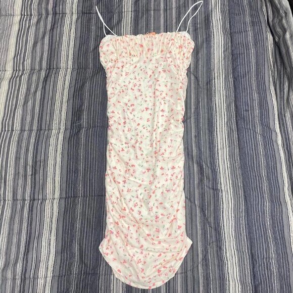 Y2k Strappy Pink And Cream mini dress bodycon dress - Picture 2 of 3